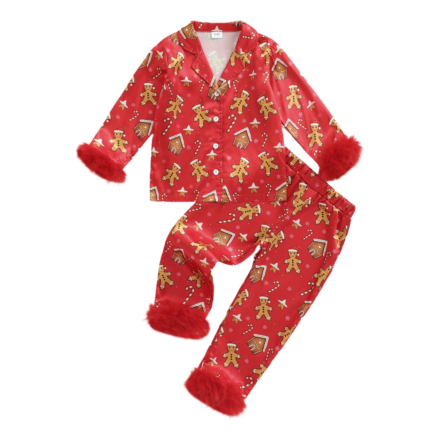 Infant 2-Piece Christmas Pajamas Set with Long Sleeve Gingerbread Man Print Shirt and Pants - Cozy Baby Loungewear for the