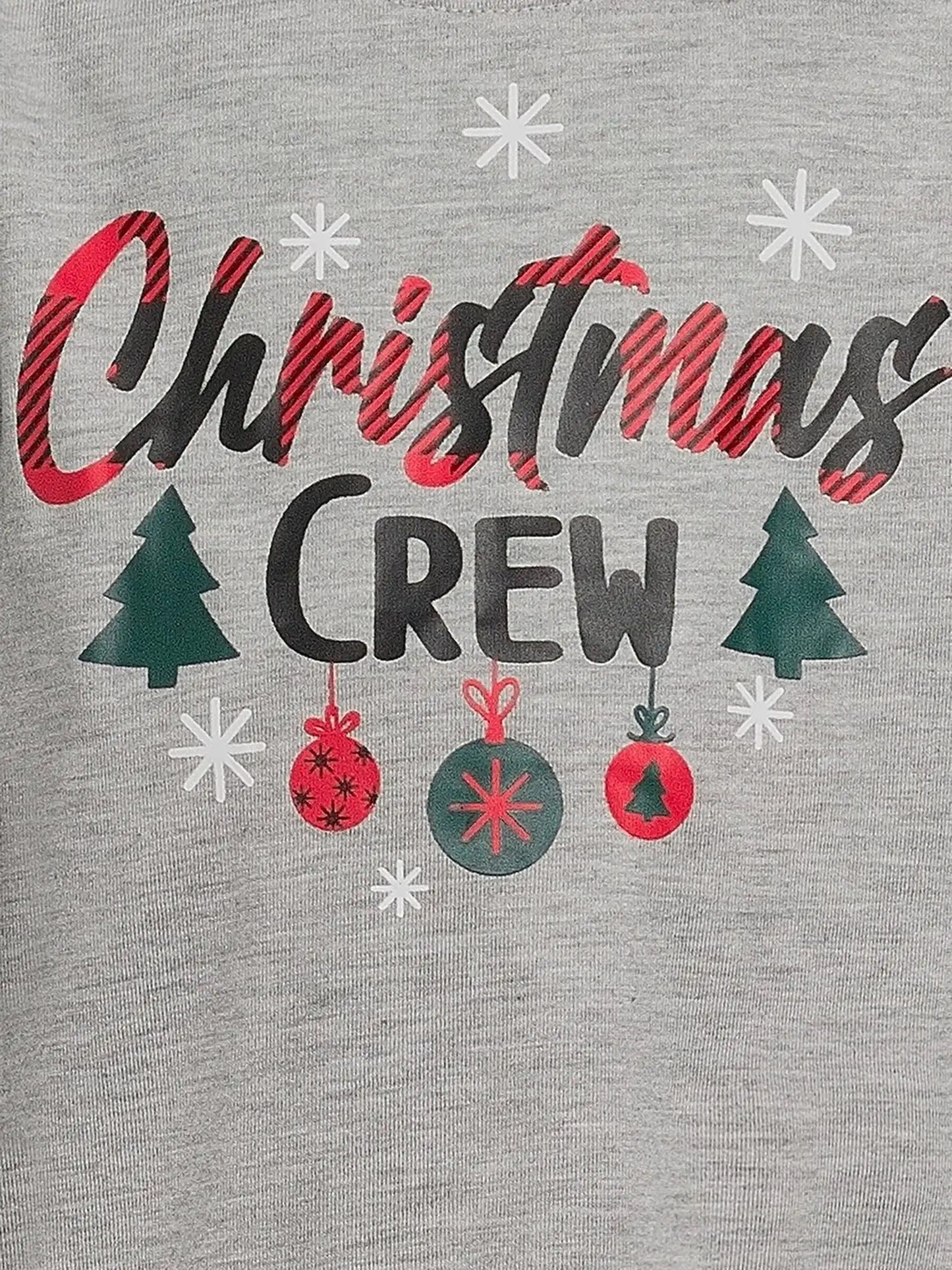 Jolly Jammies Baby and Toddler Unisex Matching Family Pajamas Christmas Crew Long Sleeve Top and Pants, 2-Piece Sleepwear Set