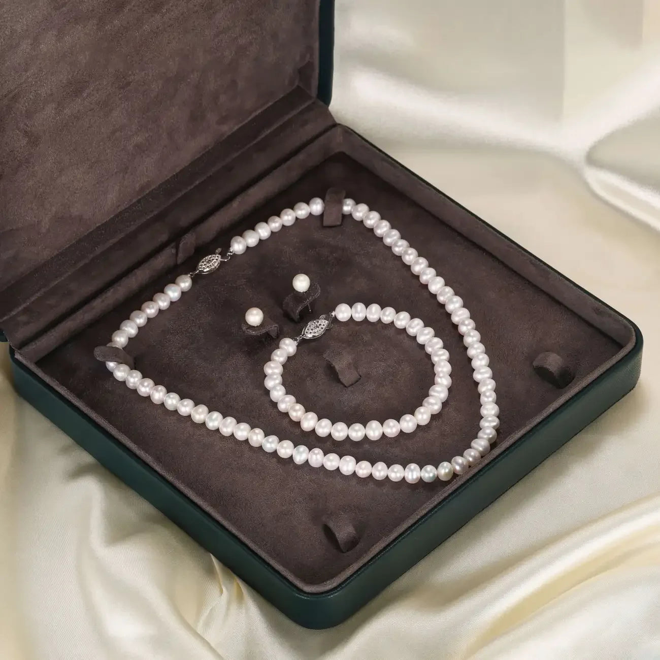 25 Sterling Silver Chain Pearl Necklace with Lustrous White Freshwater Pearls for Wedding Bridal Bridesmaid