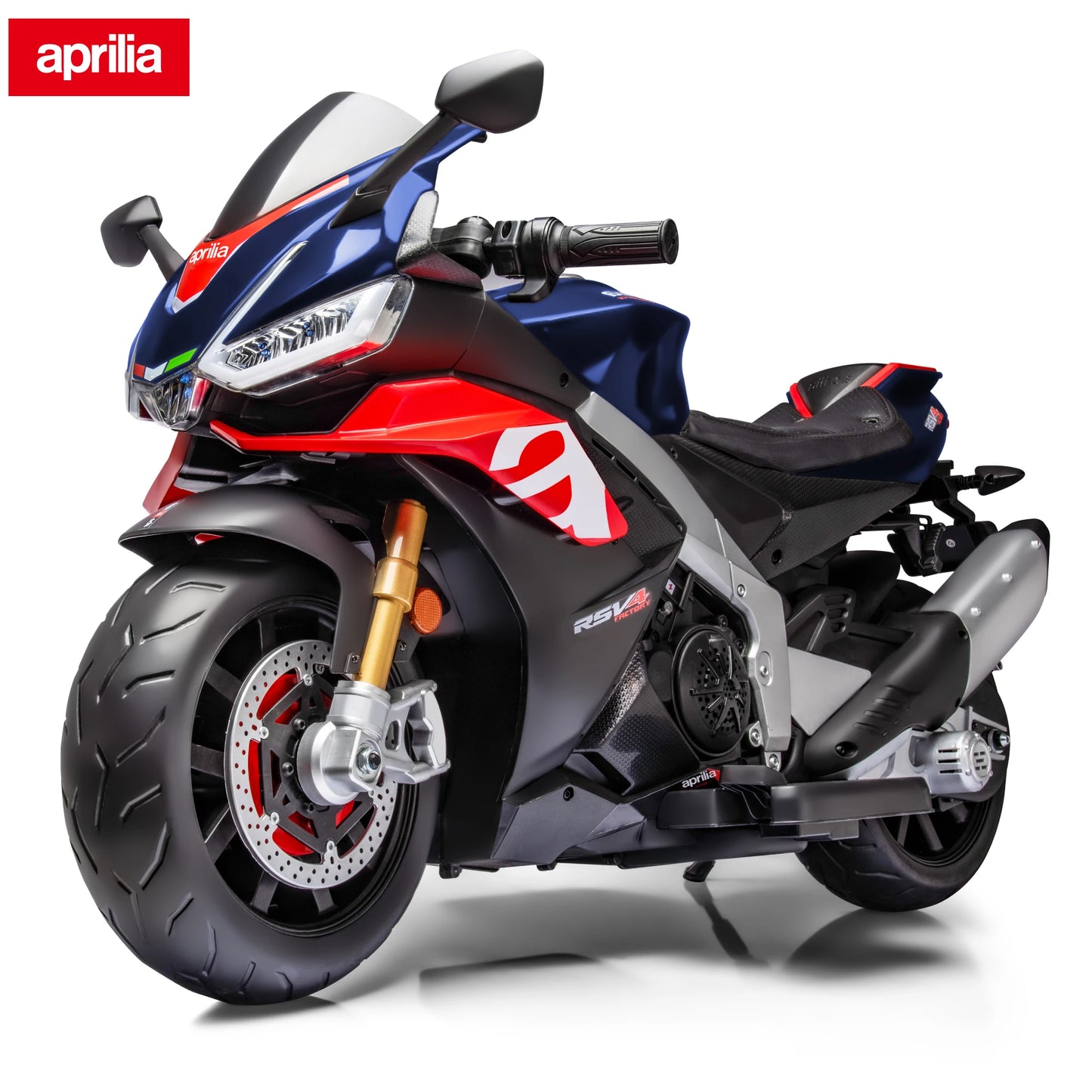Aprilia Licensed 24V Kids Electric Motorcycle Ride On With LED Lights Bluetooth Music