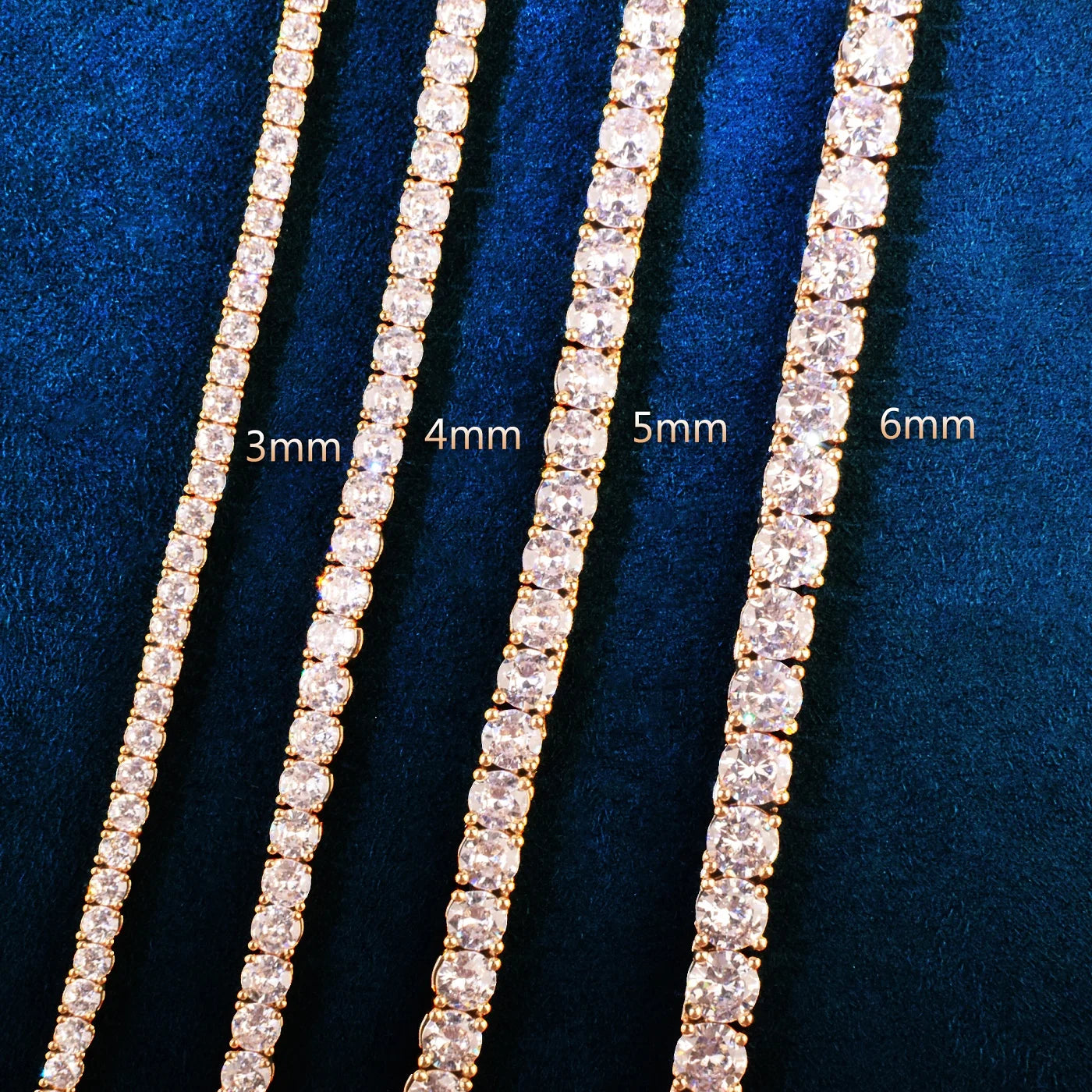 CucC Spring Clasp Tennis Chain One Row Zircon Necklace