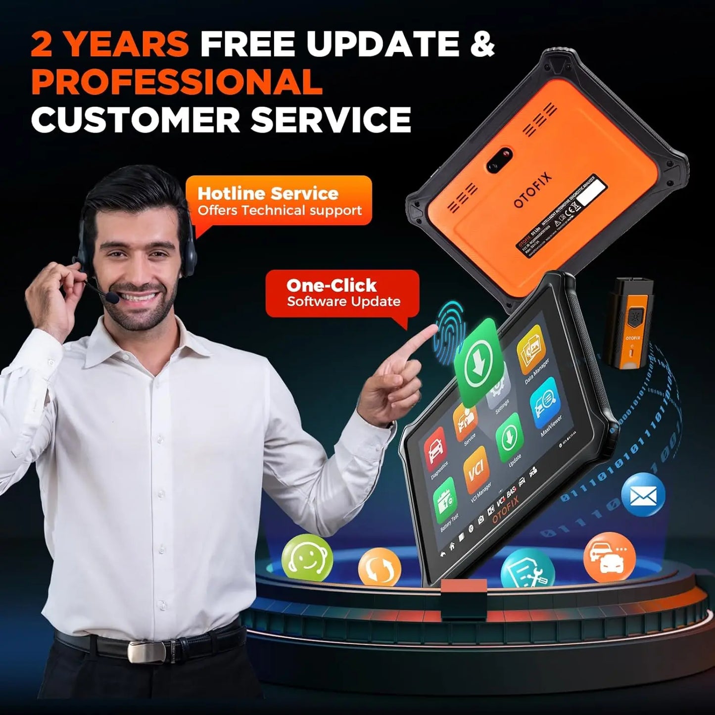 Ottofix D1 Lite OBD2 Scanner Car Diagnostic Tool Bluetooth Wireless Bi-Directional Control OBD Automotive Scan Tool Active Test