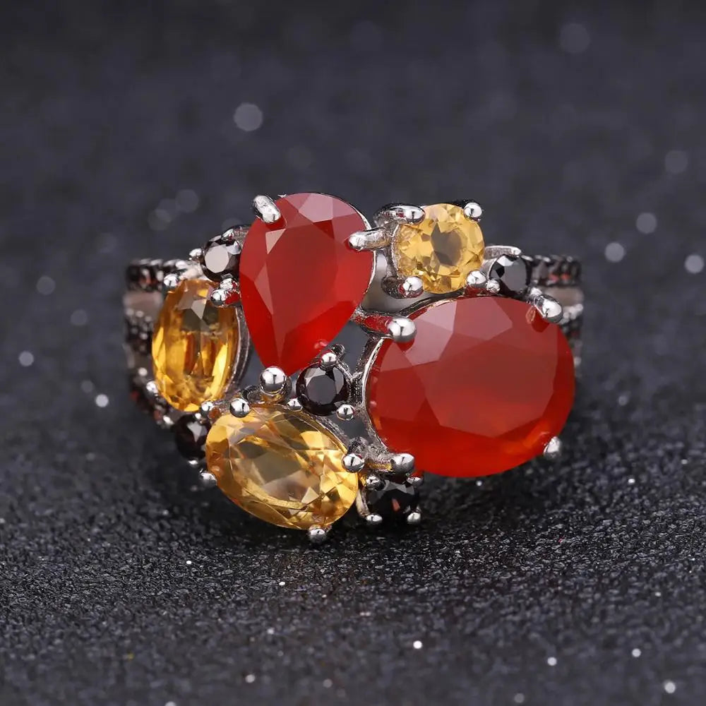 GEM'S BALLE 925 Sterling Silver Candy Set Garnet Citrine