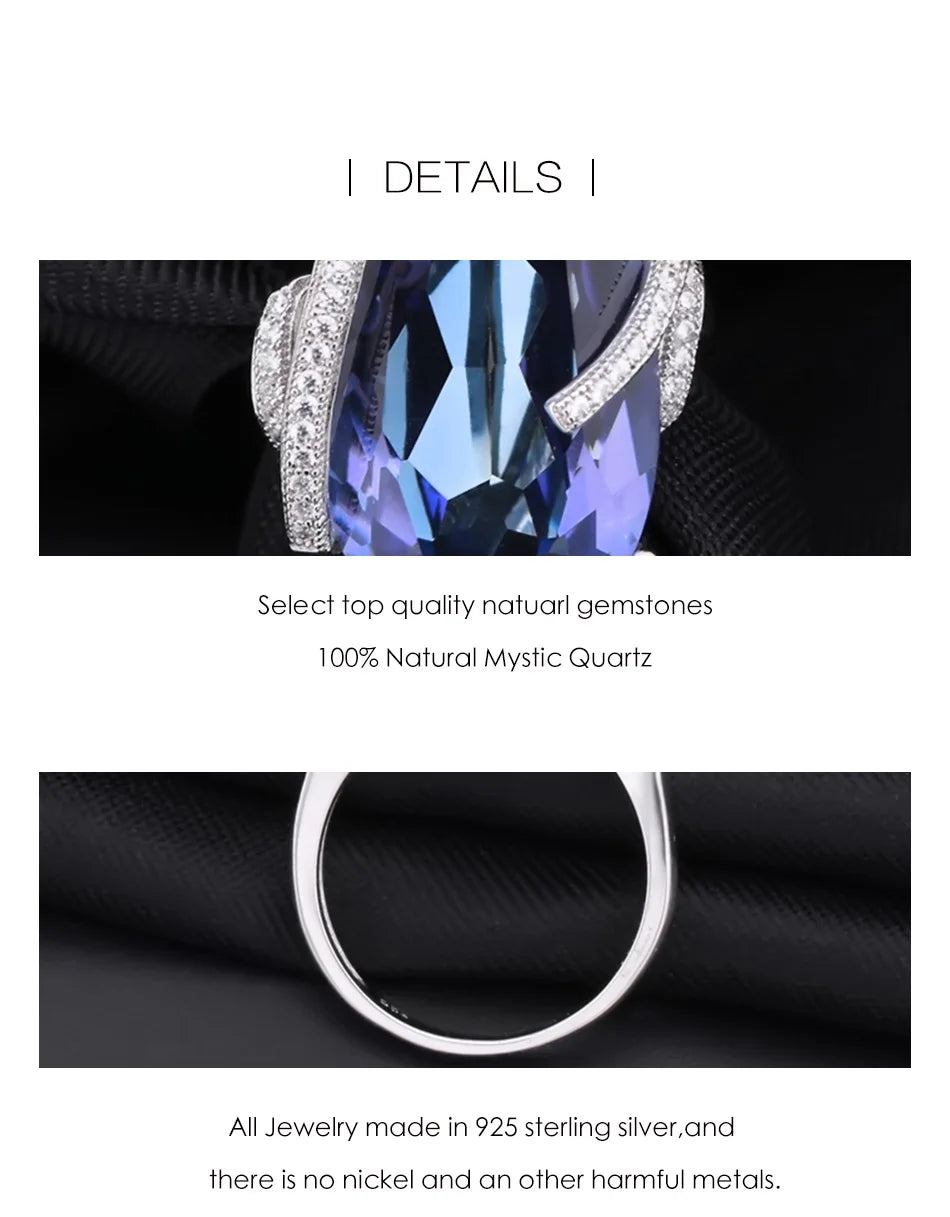 GEM'S BALLET Natural Iolite Blue Mystic Quartz Jewelry Set 925 Sterling Silver Earrings Ring Pendant Sets For Women Fine Jewelry