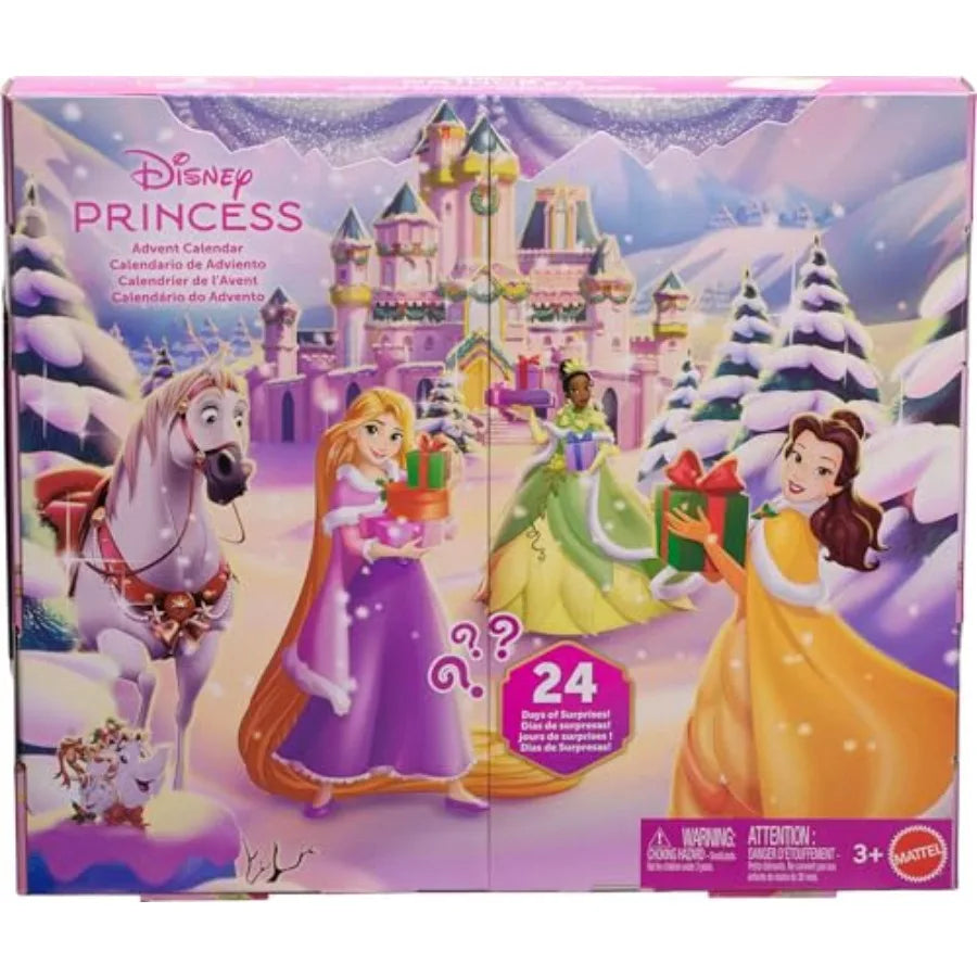Mattel Disney Princess Advent Calendar 24 Surprises Featuring 3 Dolls 6 Fashion Outfits