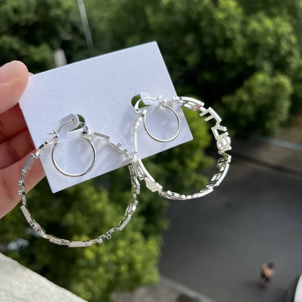 Duoying Custom Name Hoop Earrings Personalized Initial