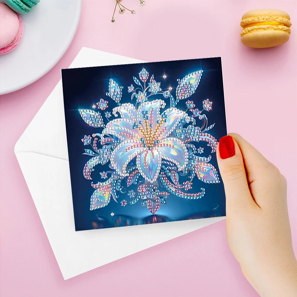 6Pcs Winter Tiger Cat Diamond Handmade Card Rhinestone Painting Card Kit Diamond Painting Greeting Card for Holiday Party Favors