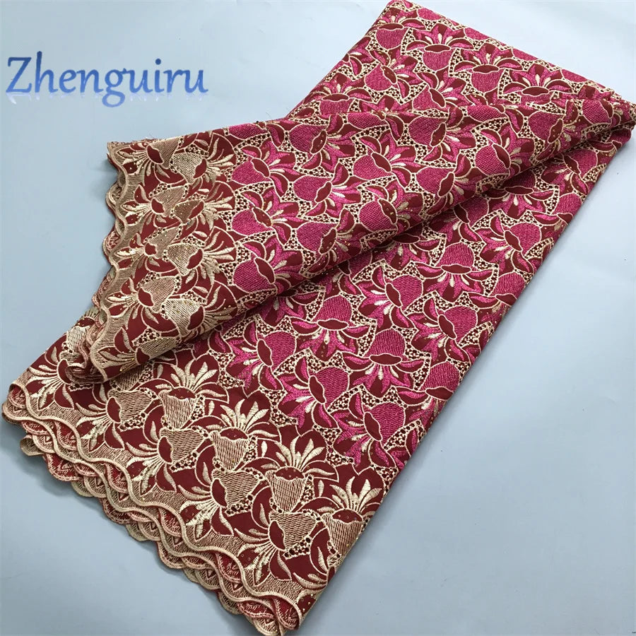 African Lace Fabric 2025 Swiss Voile Cotton Lace Elegant Nigerian Embroidered Cotton Lace Fabric 5 Yards for Women Sew A4016