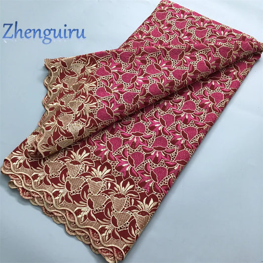 African Lace Fabric 2025 Swiss Voile Cotton Lace Elegant Nigerian Embroidered Cotton Lace Fabric 5 Yards for Women Sew A4016