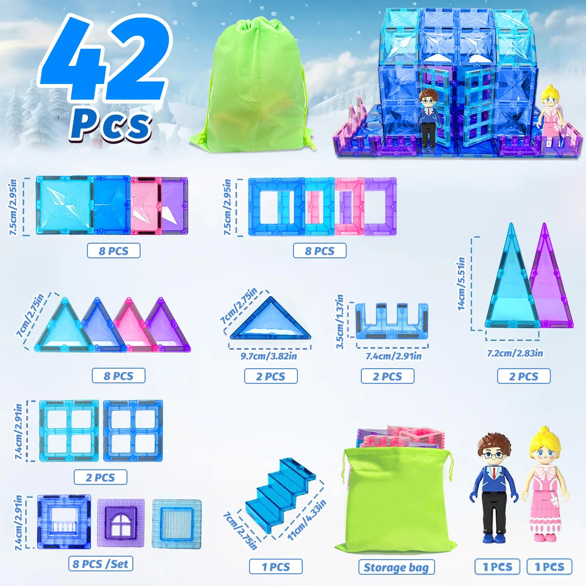 Magnetic Tiles Princess Castle Building Blocks for Girls STEM Toys