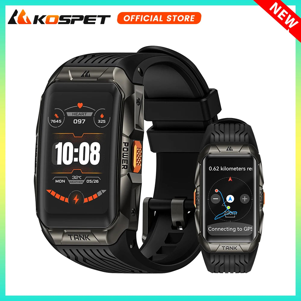 2025 KOSPET Tank X2 Ultra GPS Smart Watch For Men 3D Curved Screen Stainless Steel Body Compass Altimeter Waterproof Smartwatch