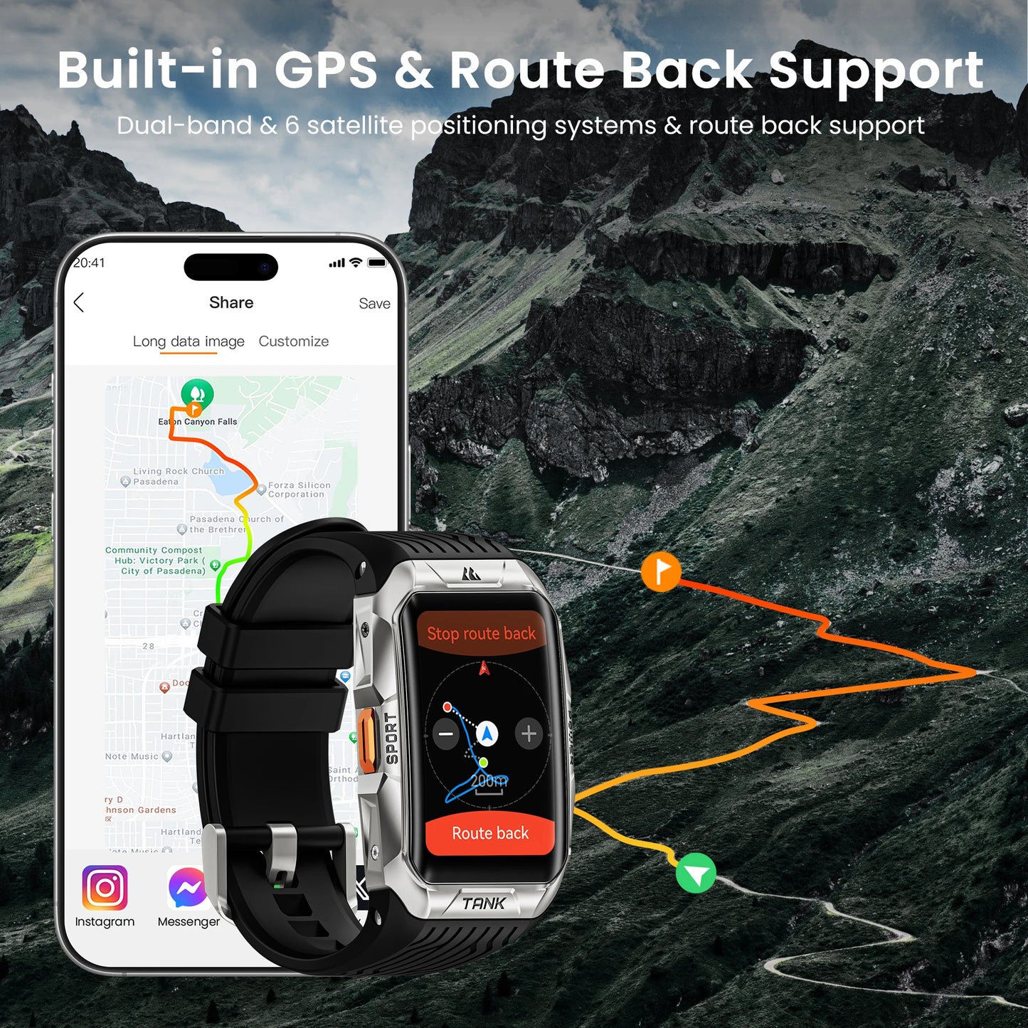 2025 KOSPET Tank X2 Ultra GPS Smart Watch For Men 3D Curved Screen Stainless Steel Body Compass Altimeter Waterproof Smartwatch