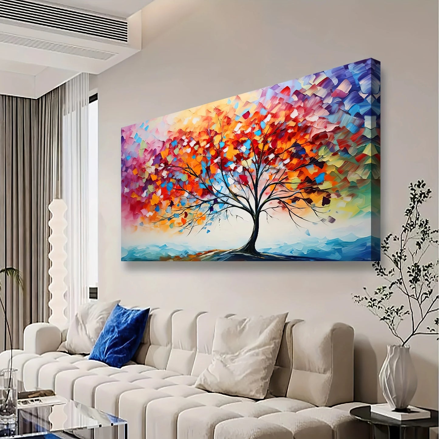 Modern Tree of Life Wall Art Decoration for Living Room and Office Farmhouse Style Horizontal Rectangle Painting 24x36 Inches