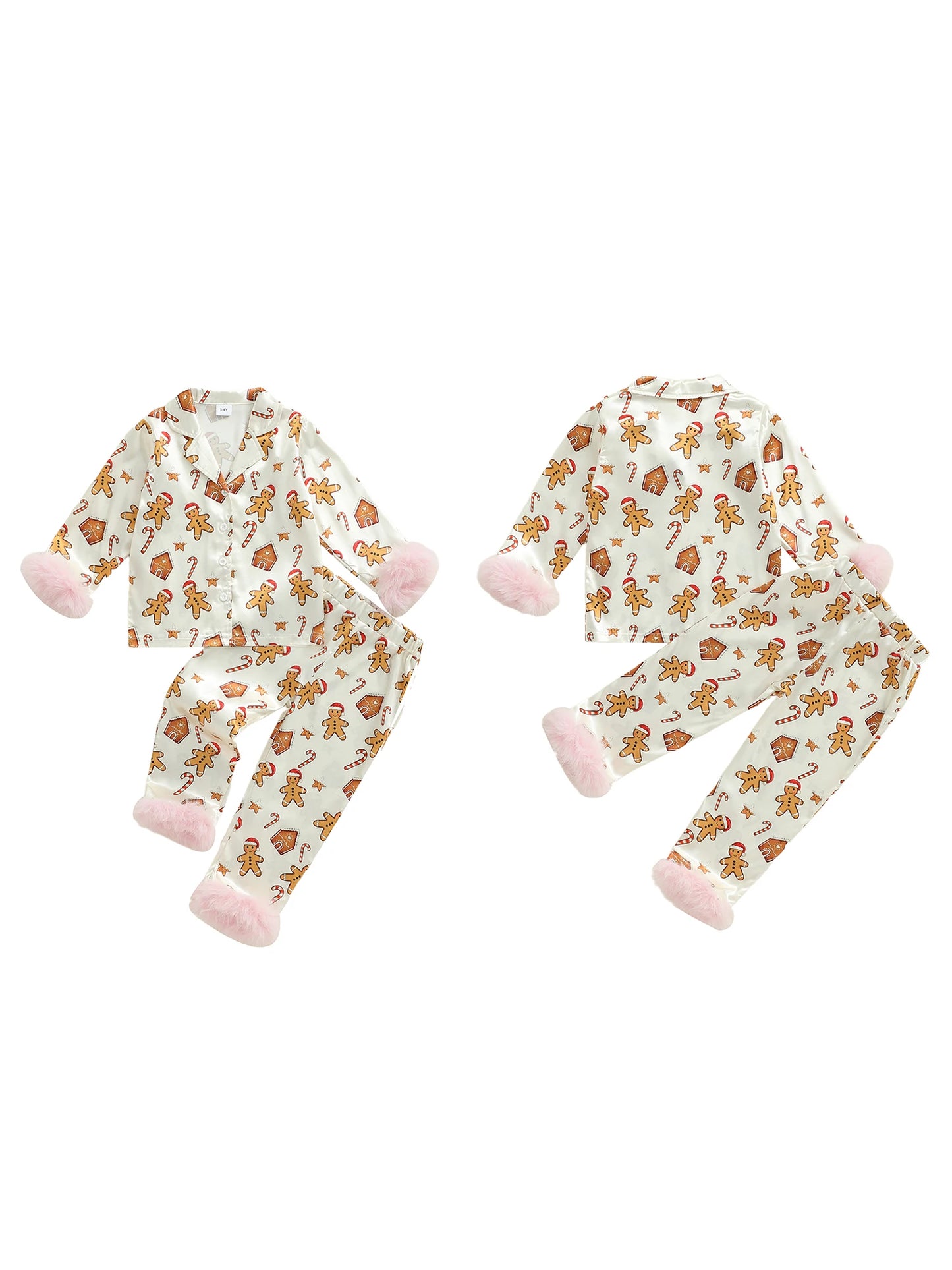 Infant 2-Piece Christmas Pajamas Set with Long Sleeve Gingerbread Man Print Shirt and Pants - Cozy Baby Loungewear for the