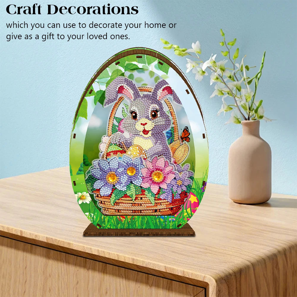 Wooden Diamond Painting Lamp Easter Egg Rabbit Special Shaped Crystal Drawing Bedside Night Light Crystal Drawing Lighting