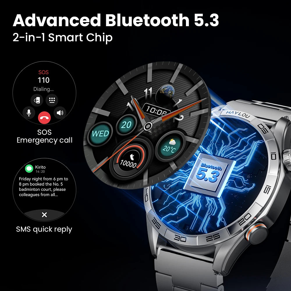 Haylou Solar 5 Voice Calling Smartwatch 1.58 Inch AMOLED Display 60Hz Sports Smartwatch for Men with 24 Hour Health Monitoring