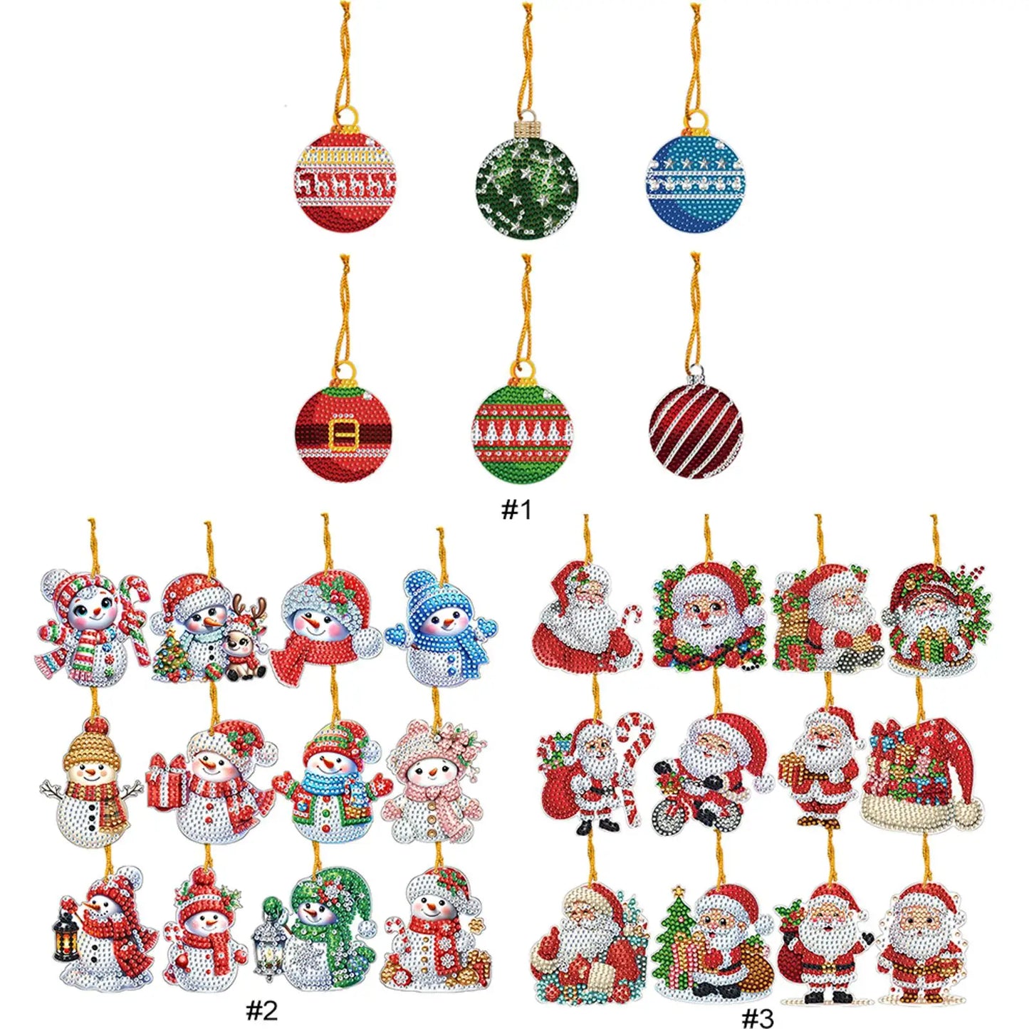 Xmas Theme 2D/Flat DIY Diamond Art Pendant Single Side Drill Acrylic Sparkling Diamond Pendant Window Hanging Art for Home Decor