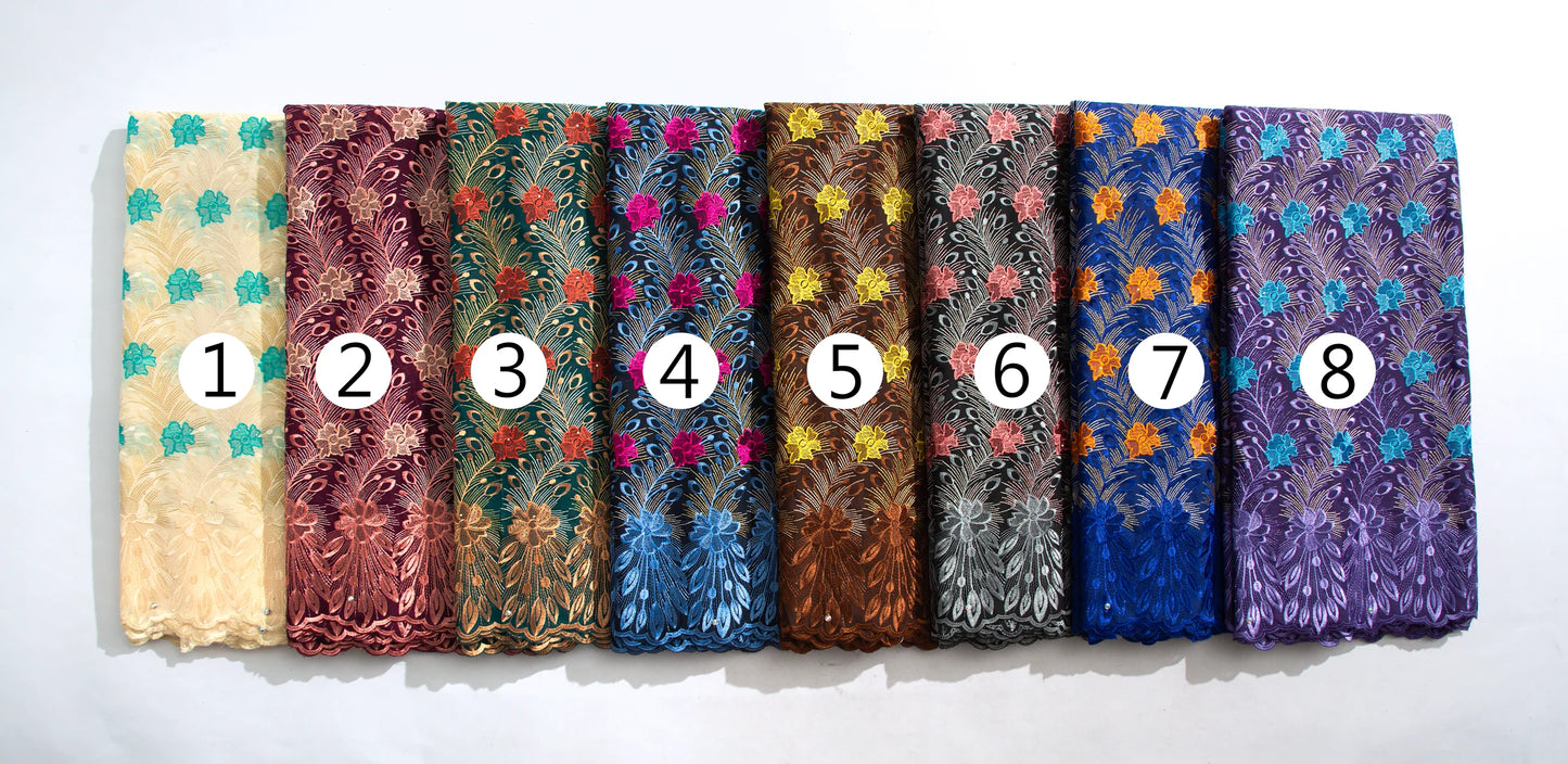 African Lace Fabric 2025 Swiss Voile Cotton Lace Elegant Nigerian Embroidered Cotton Lace Fabric 5 Yards for Women Sew A4016