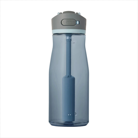 Plastic Filter Water Bottle with  Straw Lid, 32 oz., Dark Ice