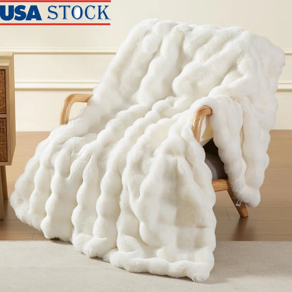 DUTRIEUX Faux Fur Throw Blanket Plush Cozy Warm All Seasons