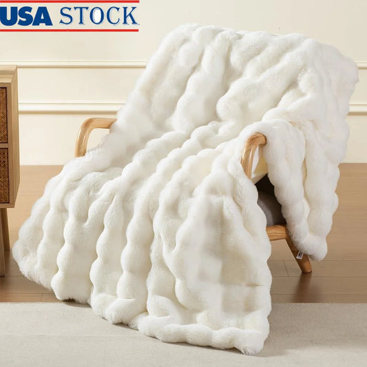 DUTRIEUX Faux Fur Throw Blanket Plush Cozy Warm All Seasons