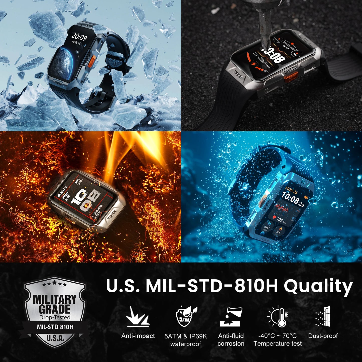 2025 KOSPET Tank X2 Ultra GPS Smart Watch For Men 3D Curved Screen Stainless Steel Body Compass Altimeter Waterproof Smartwatch