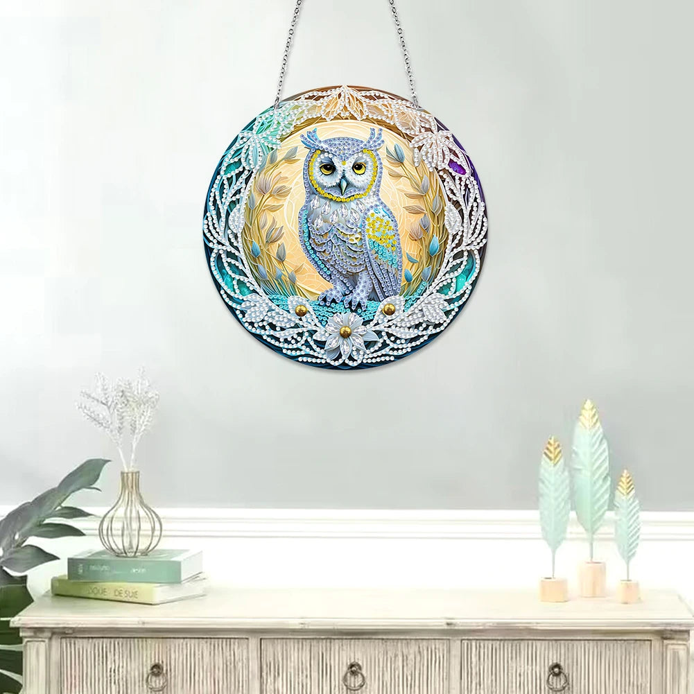 DIY Crystal Diamond Pendant Paint by Number 5D Special Shaped Drill Pendant Hanging Ornament Round Arts Craft Acrylic for Gift