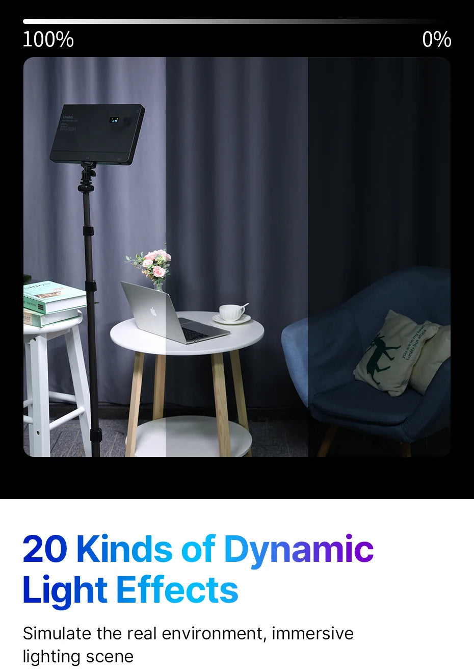 Ulanzi LT003 RGB Video Light Full Color Panel Light 8000mAh Dimmable 2500-9000K CRI 95+ Photo Studio Lamp 266 Beads Livestream