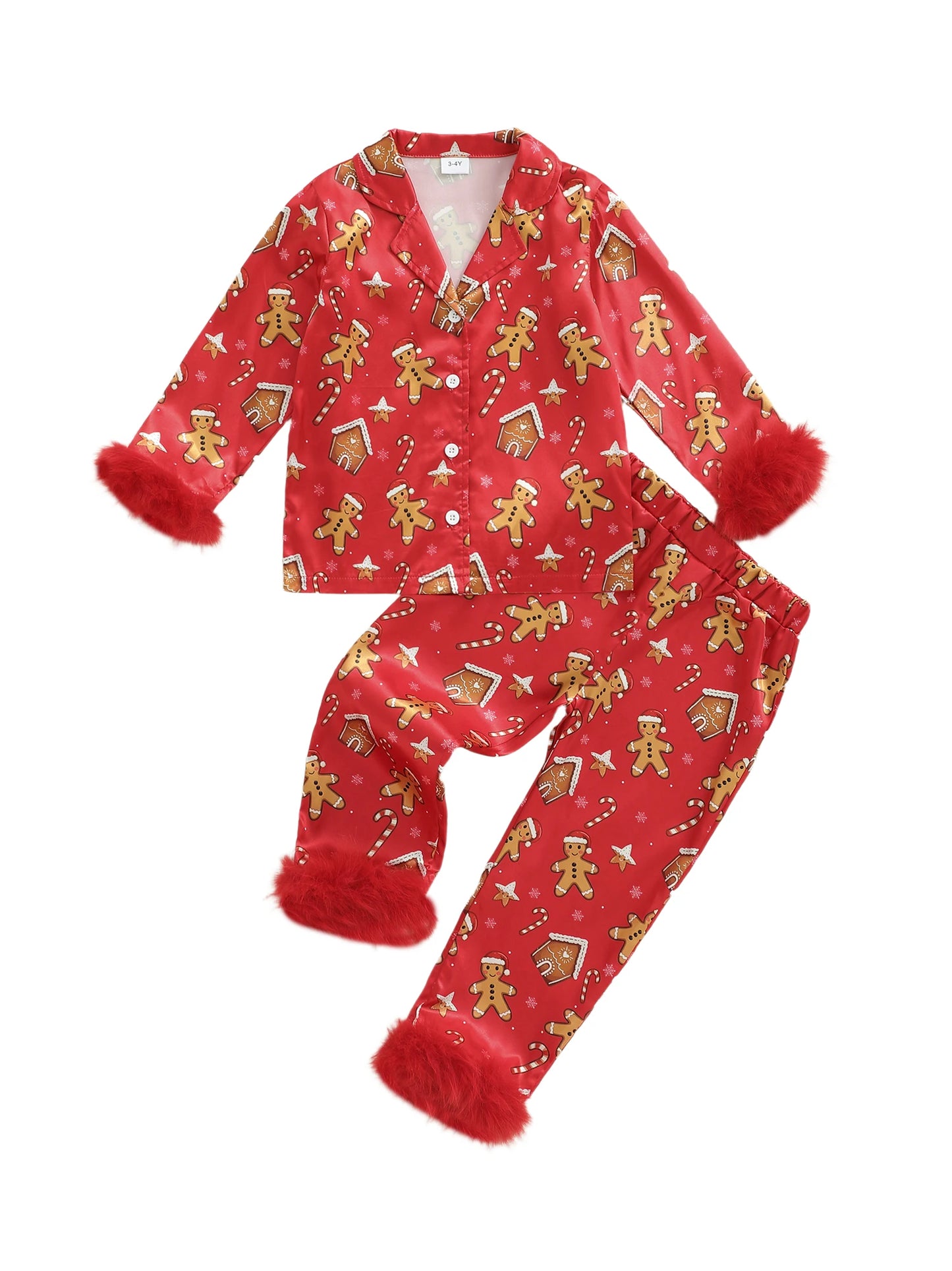 Infant 2-Piece Christmas Pajamas Set with Long Sleeve Gingerbread Man Print Shirt and Pants - Cozy Baby Loungewear for the