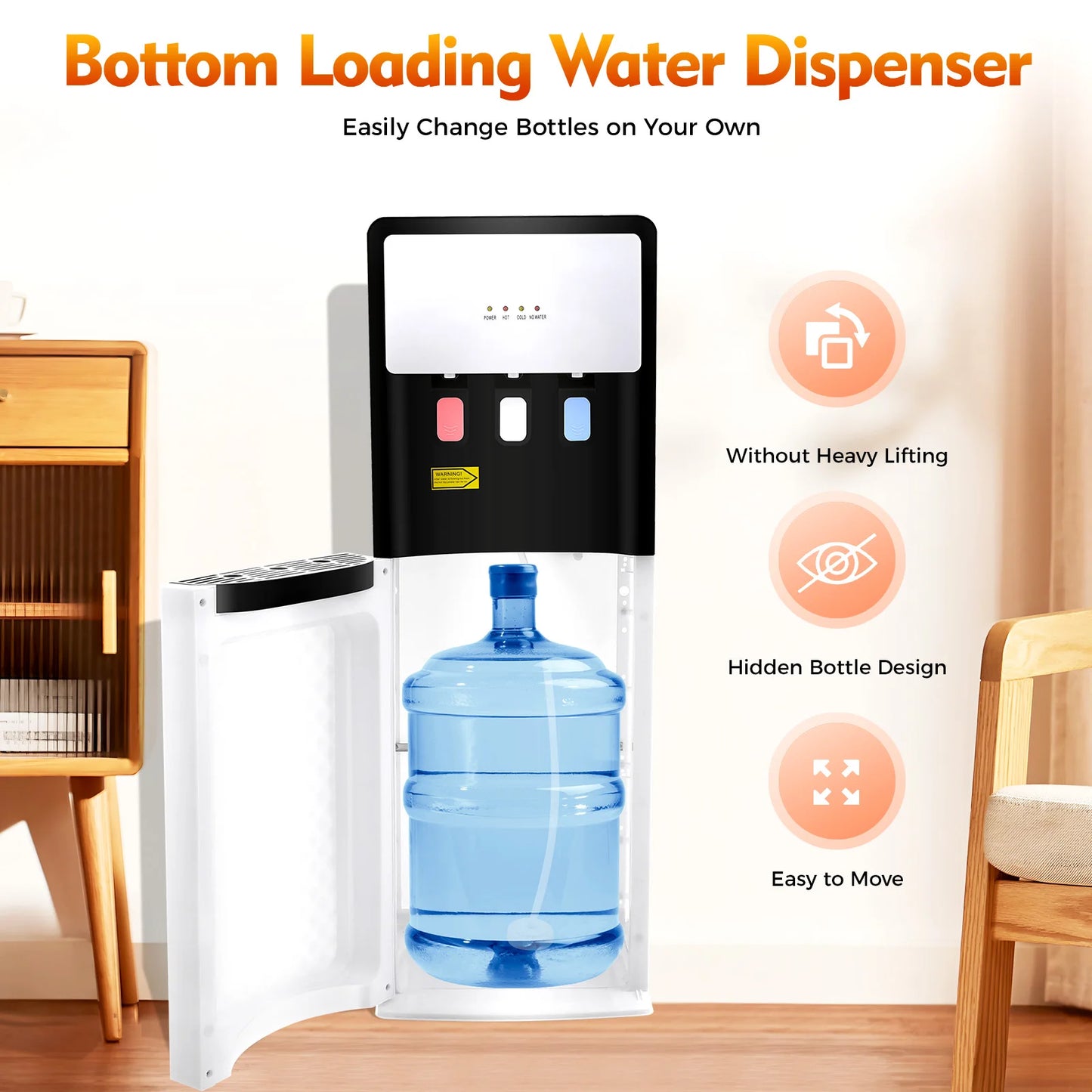 Hot & Cold Standing Water Dispenser Bottom Loading Water Cooler Dispenser for Offices, Nurseries, Homes, Gyms, Kitchens