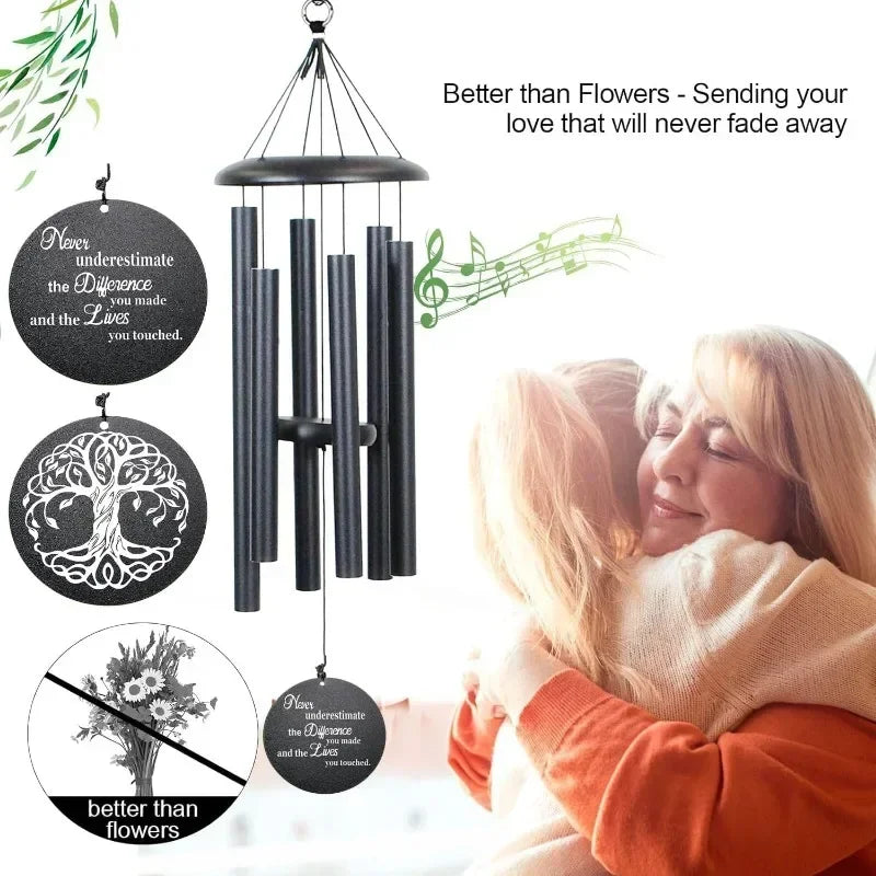 Black Tree of Life Wind Chime Inspirational Retirement Gifts for Men Women Teacher Co-Worker Employee Nanny Nurse