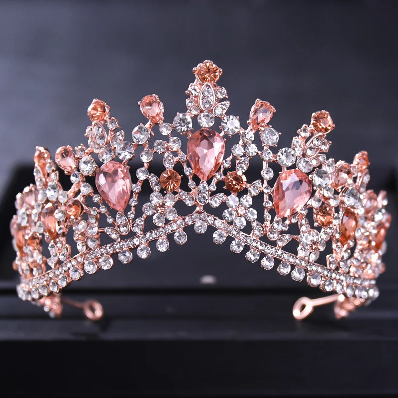 TUANMINGCN Baroque Crystal Tiara Crown for Bride Hair