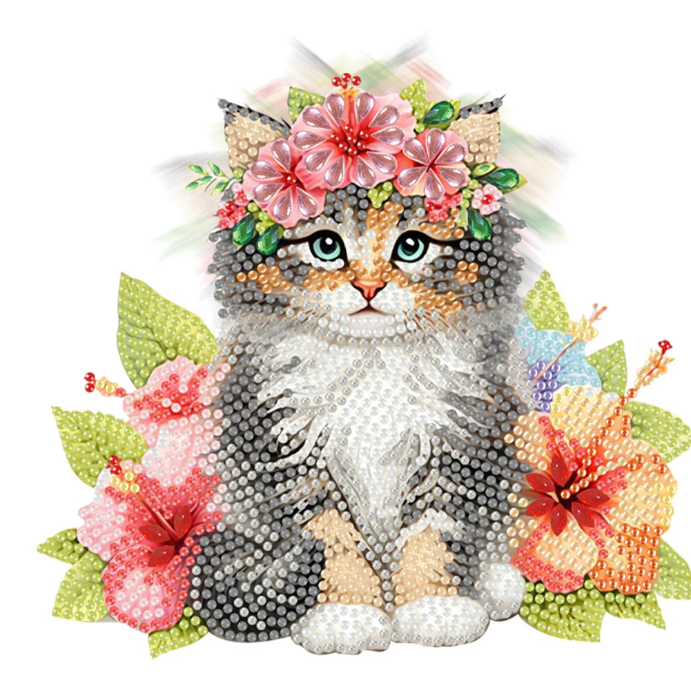 Green Lemon Love Diamond Painting Cat Shaking Head Kit