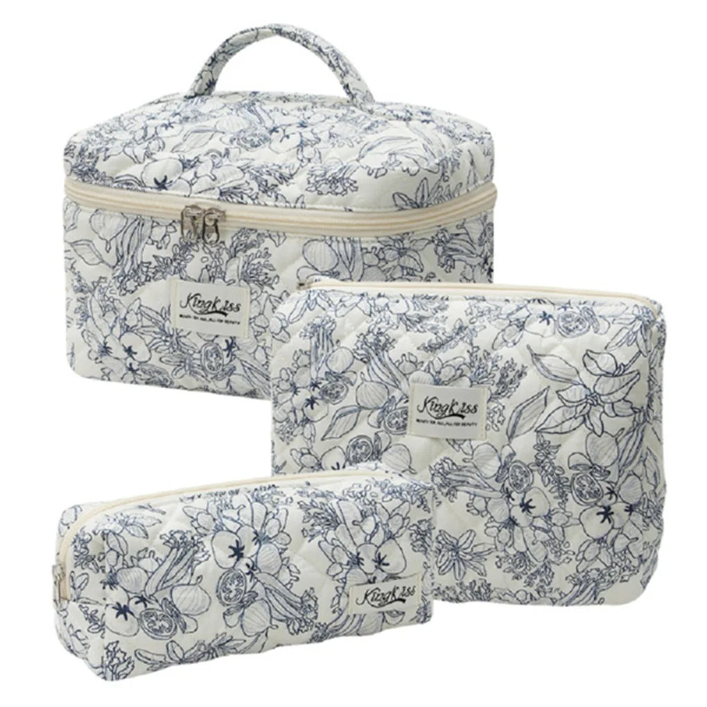 Cosmetic Bags For Women Floral Set 3Pcs Travel Organizer