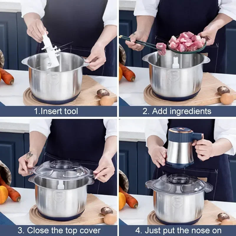 5L Electric Meat Grinders 304 Stainless Steel Food Crusher Multifunctional Vegetable Slicer Chopper Baby Food Processor 110V US