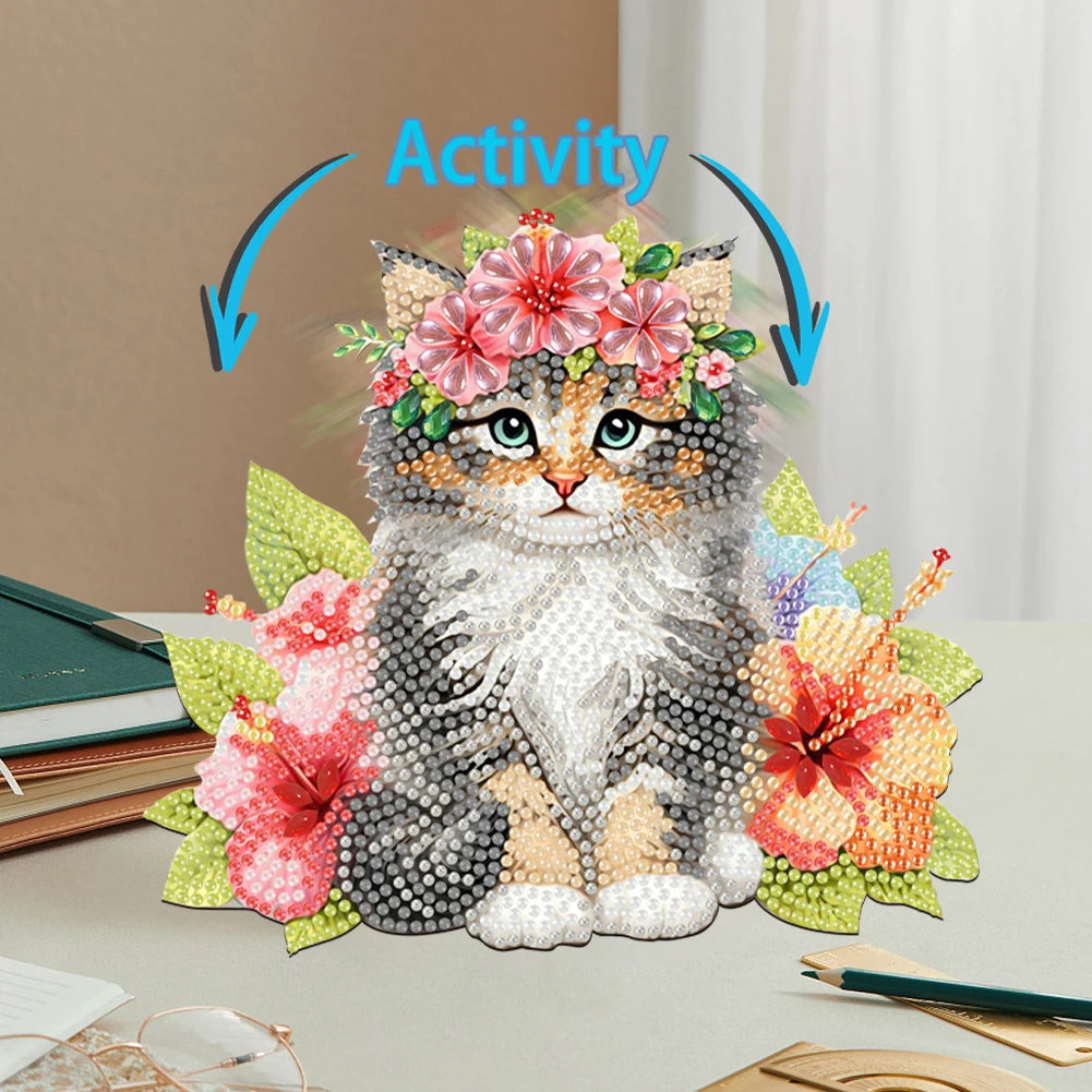 Green Lemon Love Diamond Painting Cat Shaking Head Kit