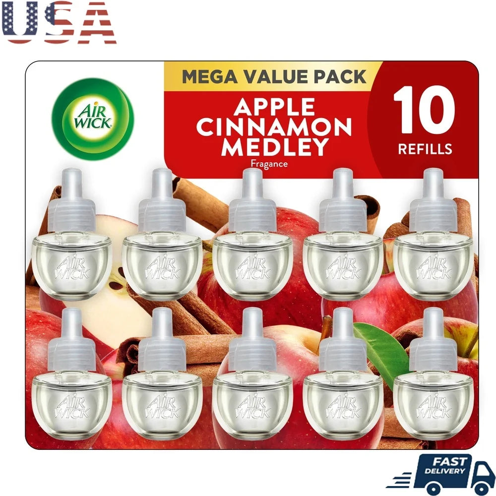 Plug-In Scented Oil Air Freshener Warmer Refills Apple Cinnamon Medley 10 Count Essential Oils Long Lasting Home Fragrance