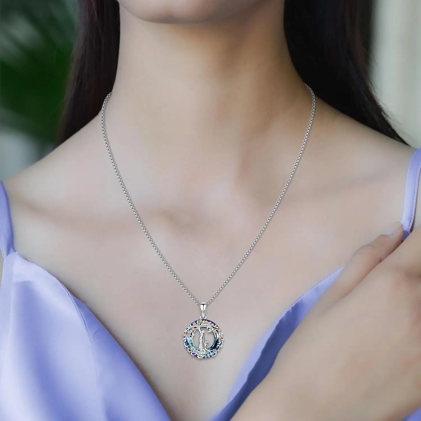 925 Sterling Silver Tree of Life Necklace Pendant Abalone Shell Celtic Knot Family Tree Jewelry Unisex Father's Day Gift