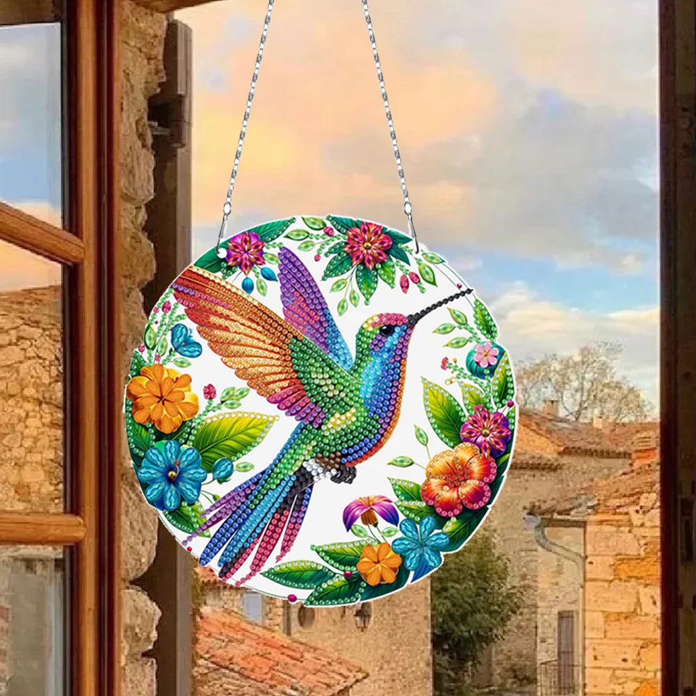 3Pcs 2D/Flat DIY Hanging Special Shape Diamond Art Kits Rhinestone Diamond Art Window Pendants Window Hanging Art for Home Decor