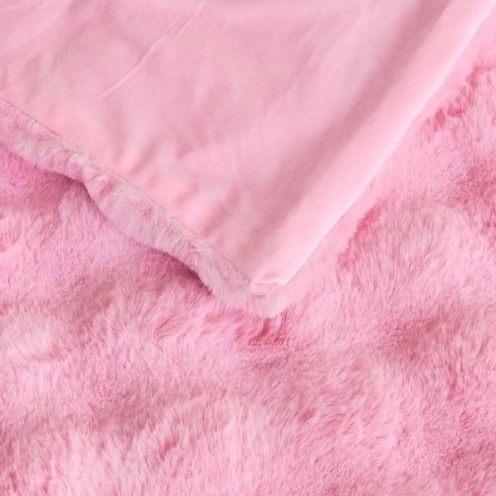 Faux Fur Throw Blanket Reversible Fuzzy Plush Bubble Fleece - Luxury Fluffy Blanket for Home Aesthetics Enthusiast Age 25-40