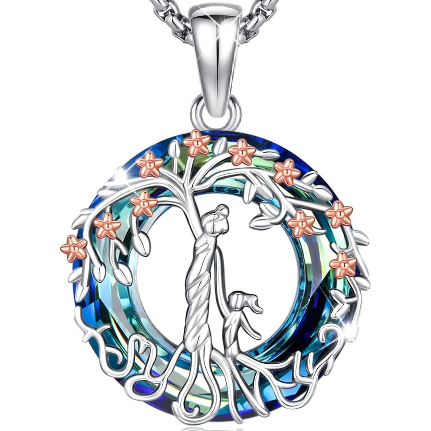 925 Sterling Silver Tree of Life Necklace Pendant Abalone Shell Celtic Knot Family Tree Jewelry Unisex Father's Day Gift