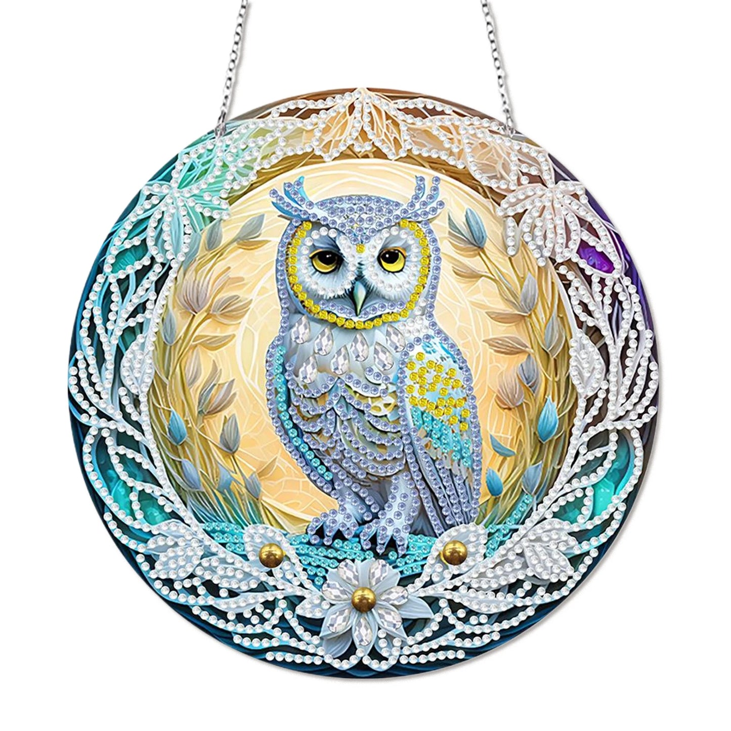 DIY Crystal Diamond Pendant Paint by Number 5D Special Shaped Drill Pendant Hanging Ornament Round Arts Craft Acrylic for Gift