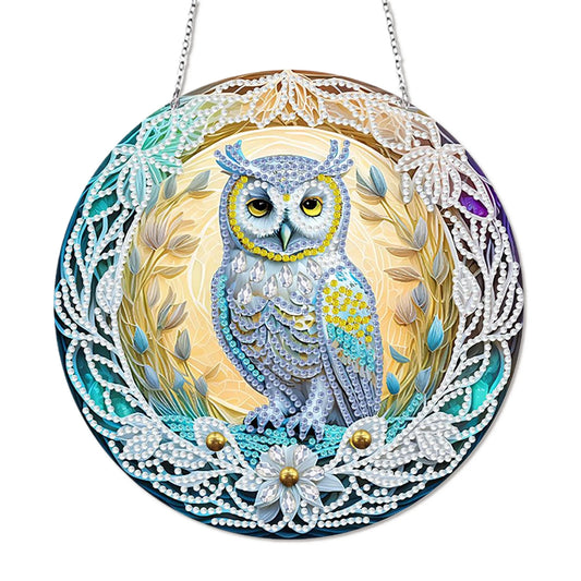 DIY Crystal Diamond Pendant Paint by Number 5D Special Shaped Drill Pendant Hanging Ornament Round Arts Craft Acrylic for Gift