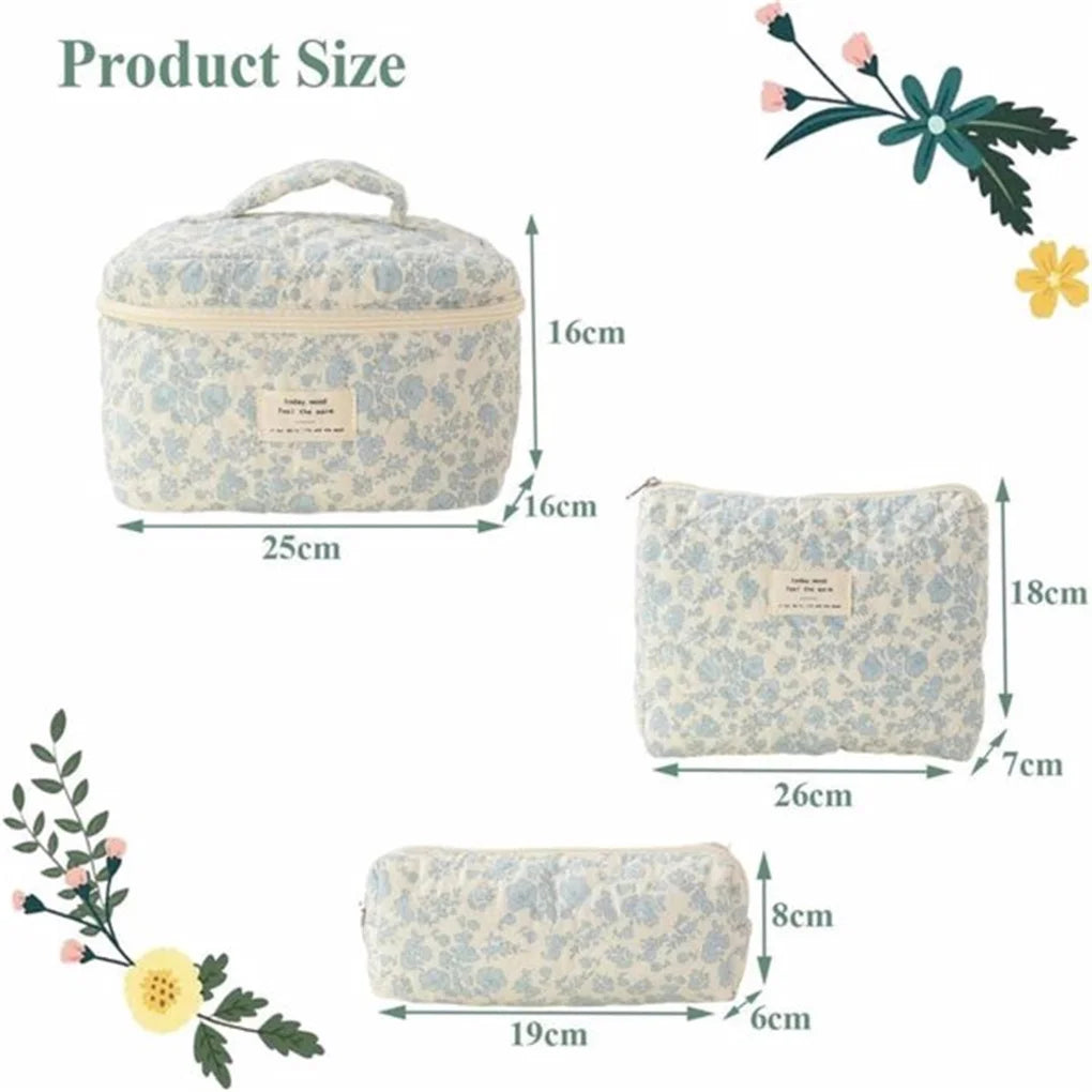 Cosmetic Bags For Women Floral Set 3Pcs Travel Organizer