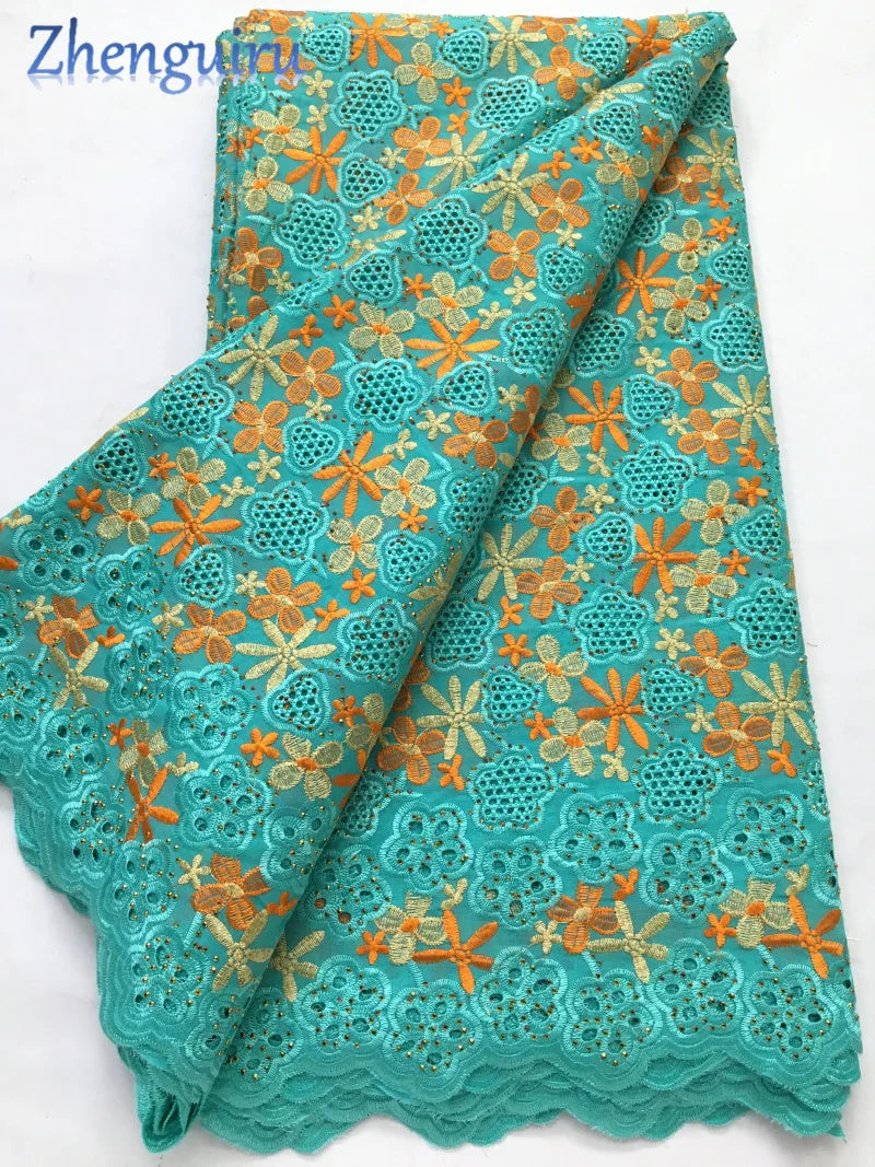 African Lace Fabric 2025 Swiss Voile Cotton Lace Elegant Nigerian Embroidered Cotton Lace Fabric 5 Yards for Women Sew A4016