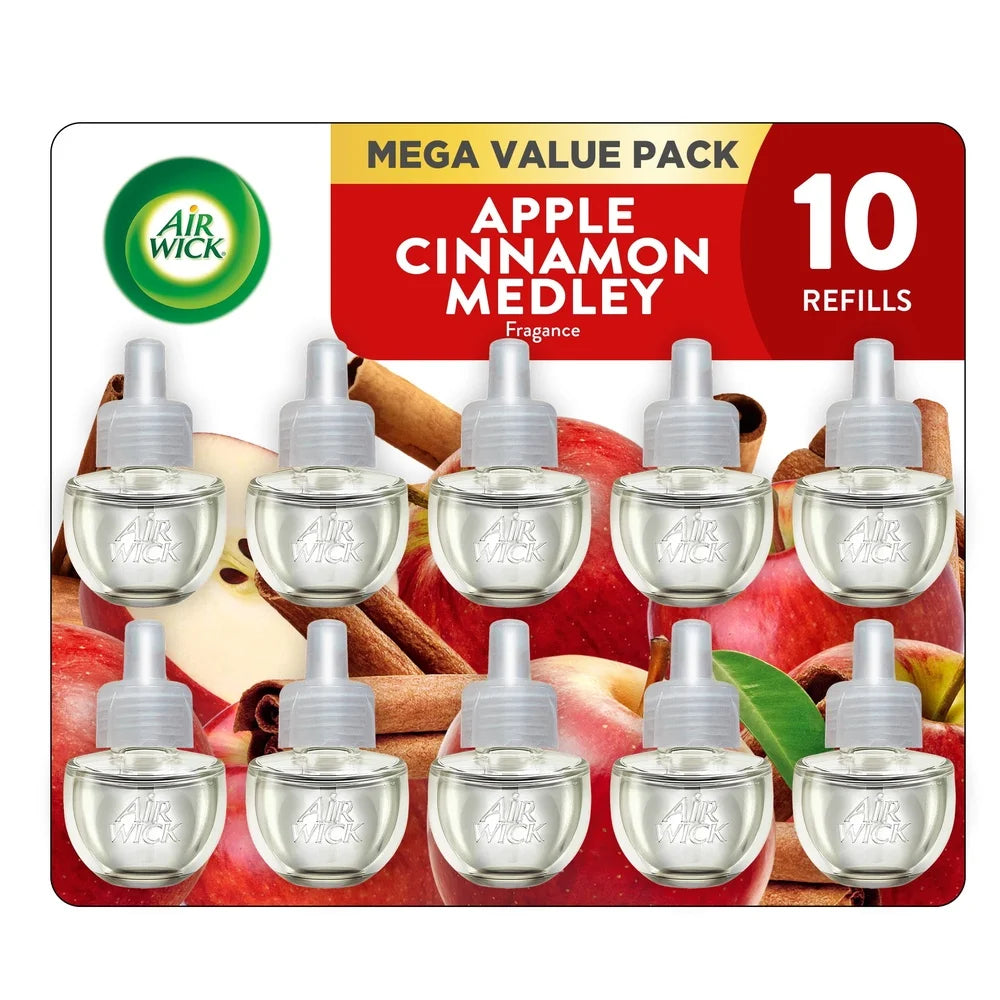 Plug-In Scented Oil Air Freshener Warmer Refills Apple Cinnamon Medley 10 Count Essential Oils Long Lasting Home Fragrance