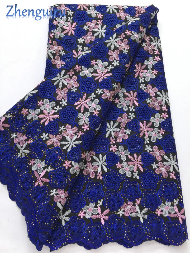 African Lace Fabric 2025 Swiss Voile Cotton Lace Elegant Nigerian Embroidered Cotton Lace Fabric 5 Yards for Women Sew A4016