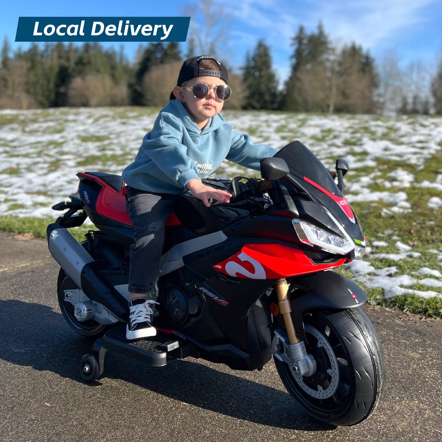 Aprilia Licensed 24V Kids Electric Motorcycle Ride On With LED Lights Bluetooth Music