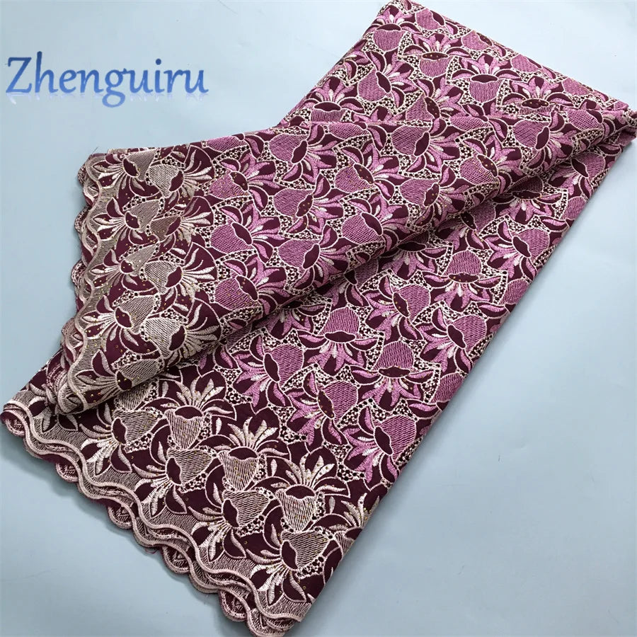 African Lace Fabric 2025 Swiss Voile Cotton Lace Elegant Nigerian Embroidered Cotton Lace Fabric 5 Yards for Women Sew A4016