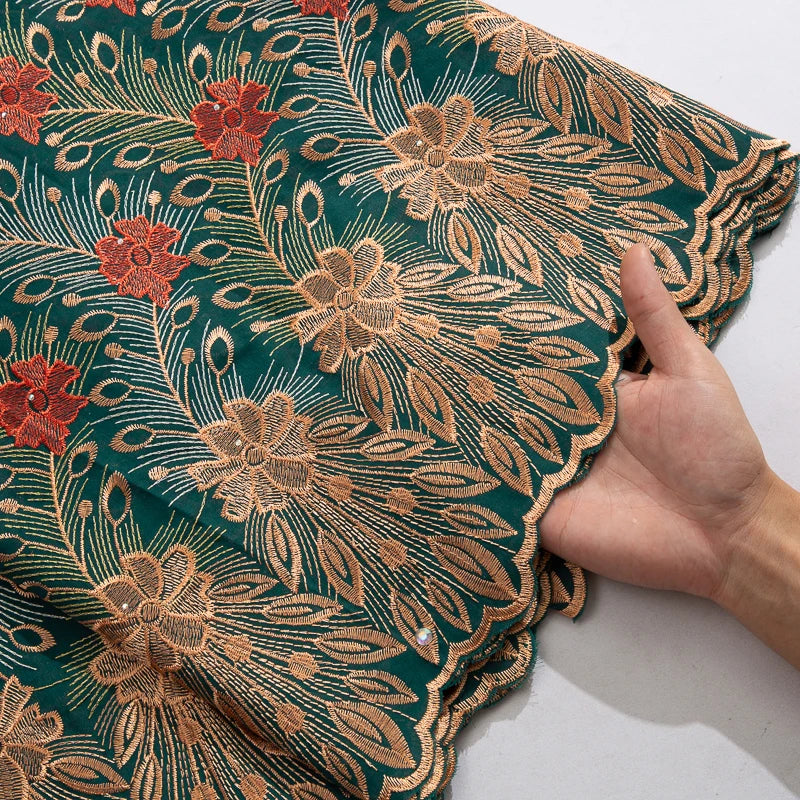 African Lace Fabric 2025 Swiss Voile Cotton Lace Elegant Nigerian Embroidered Cotton Lace Fabric 5 Yards for Women Sew A4016